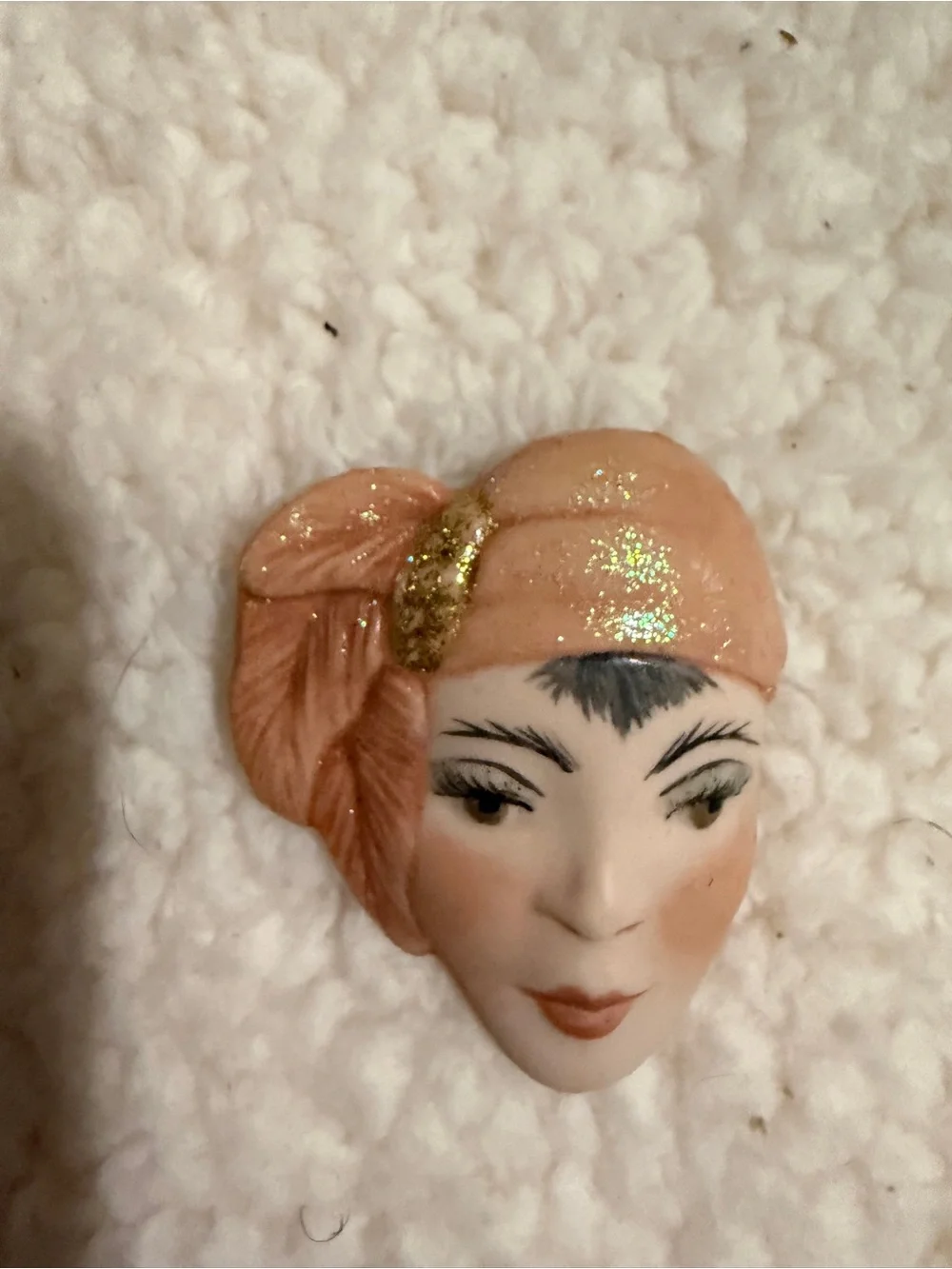 Pink Rose Peach Glitter Decorative Hair Brooch